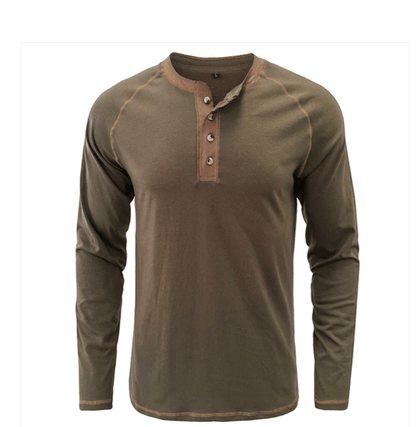 Soft Cotton Fabric Henley Collar T-Shirt