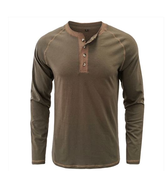Soft Cotton Fabric Henley Collar T-Shirt