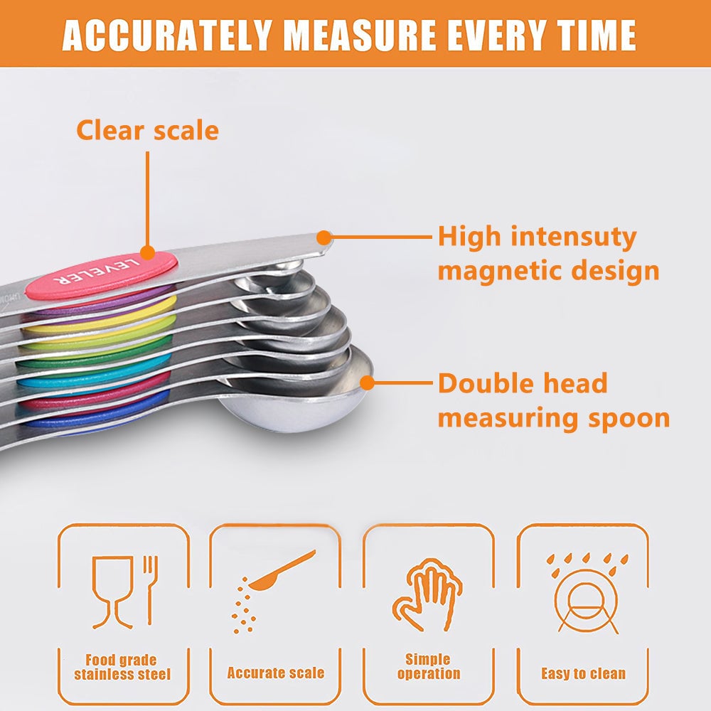 💖Welcome Fall With 49%OFF-Stainless Steel Magnetic Measuring Spoons Set