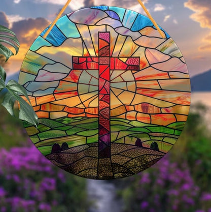 🙏God bless you - ✝️Handcrafted Radiant Jesus Cross Window Sign