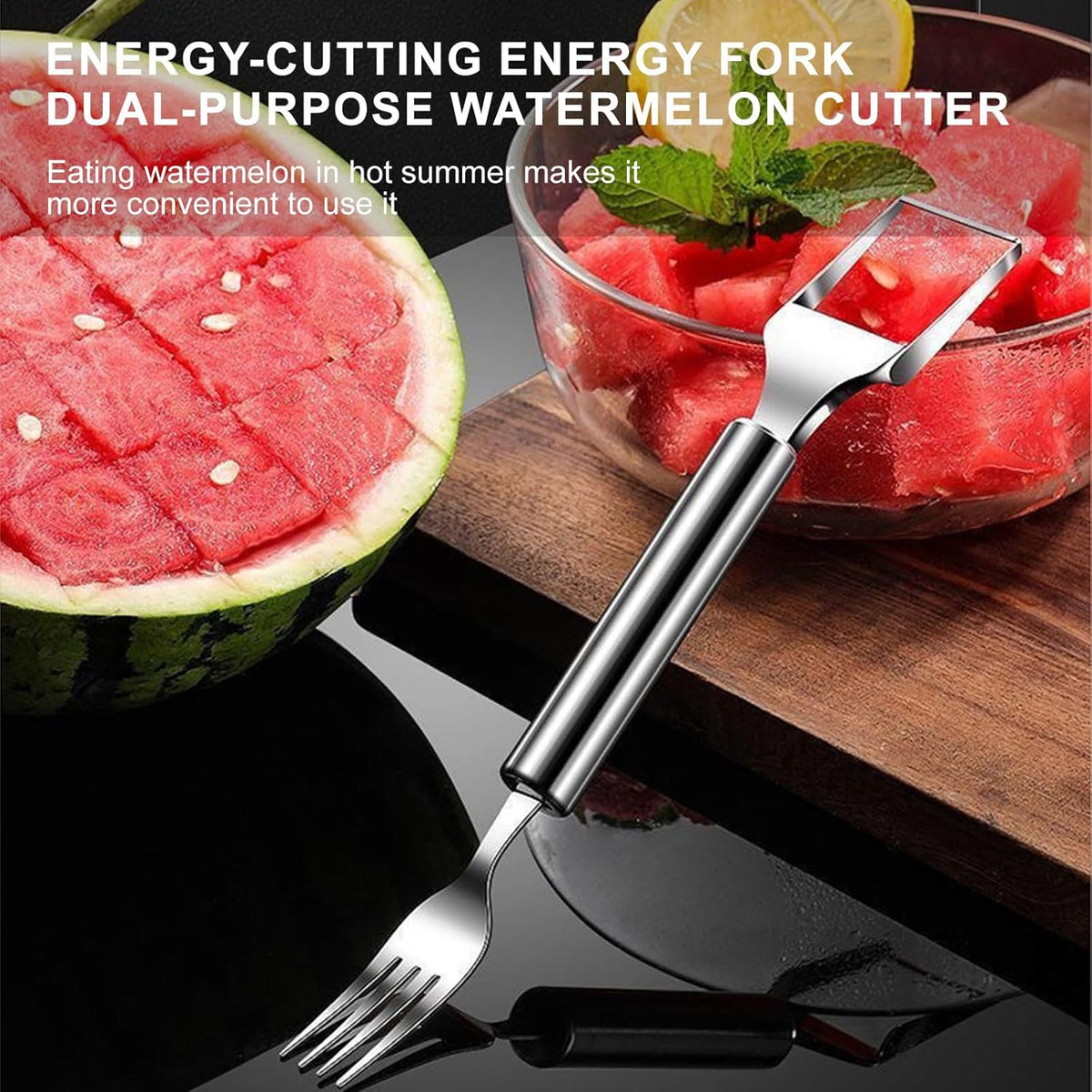 2-in-1 Stainless Steel Watermelon Fork Slicer