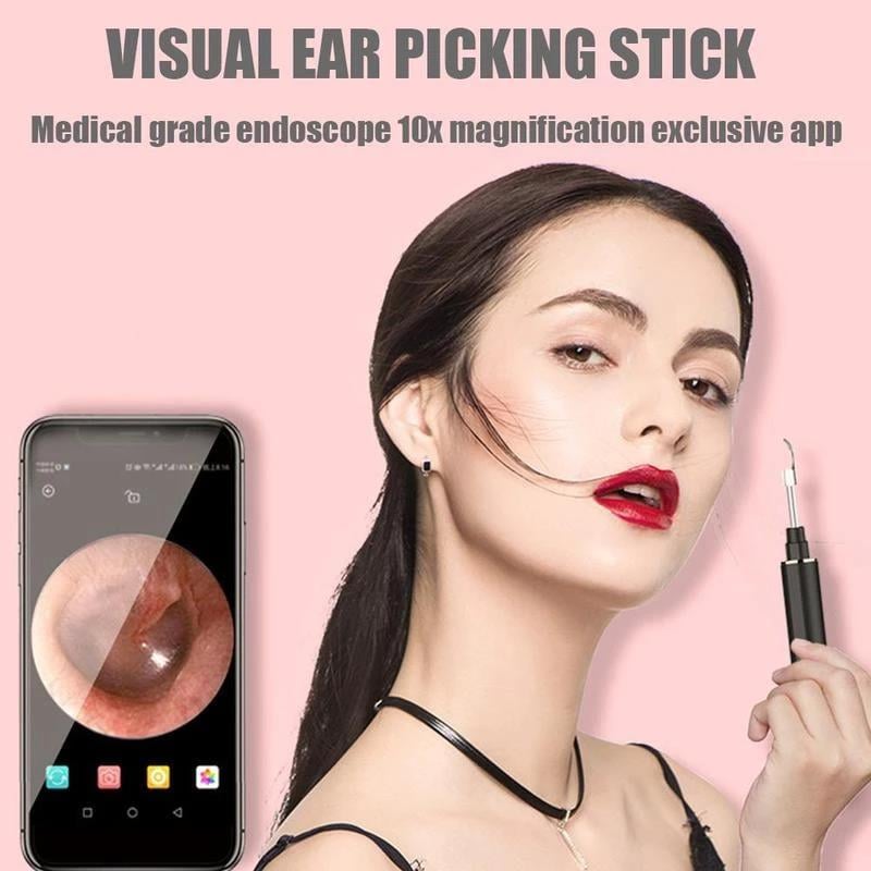 🔥Clean Earwax-Wi-Fi Visible Wax Removal Spoon, USB 1296P HD Load Otoscope