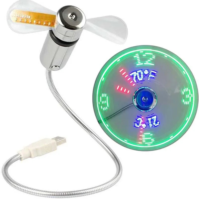 USB Fan LED Clock Light