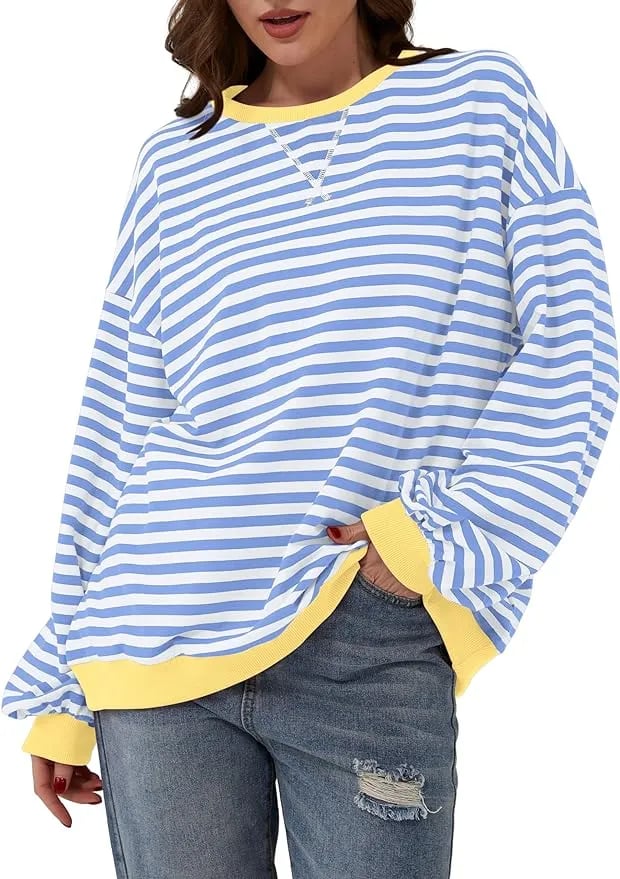 🎁Last Day Sale 50% OFF🏆️2024 Womens Stripes Color Block Sweatshirts