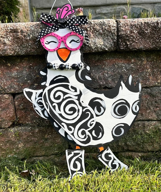 🐔Beautiful Chicken Lady Wooden Door Hanging🎀