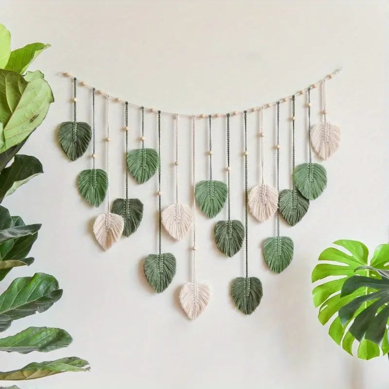 🌿Large Boho Handwoven Macrame Leaf Wall Hanging Decor✨