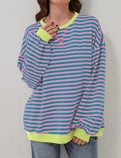🎁Last Day Sale 50% OFF🏆️2024 Womens Stripes Color Block Sweatshirts