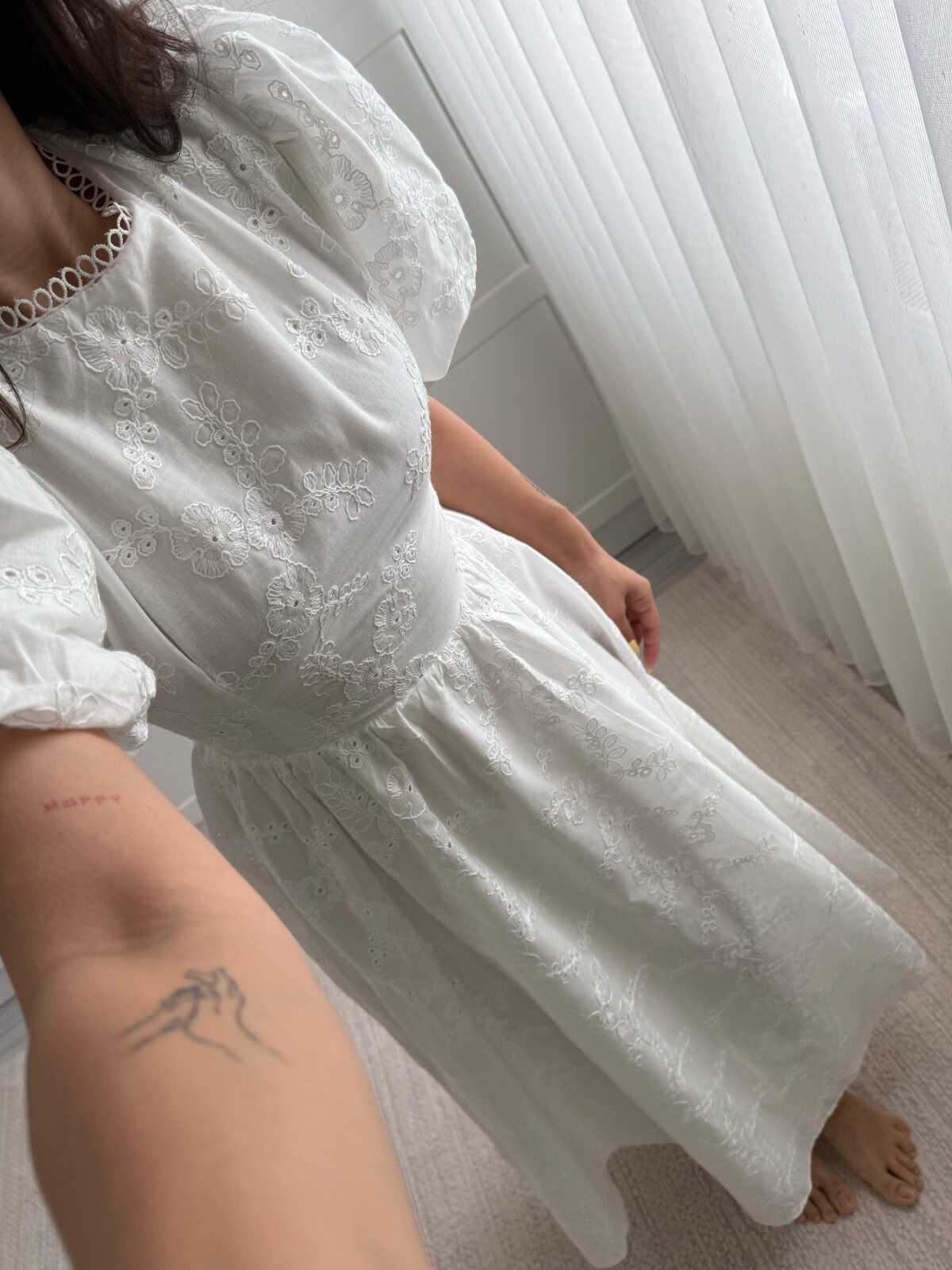 Princess White Lace Puff Sleeve Dress