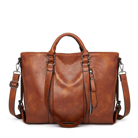 Stylish Women's Leather Shoulder Tote – Work & Daily Use-Free Shipping