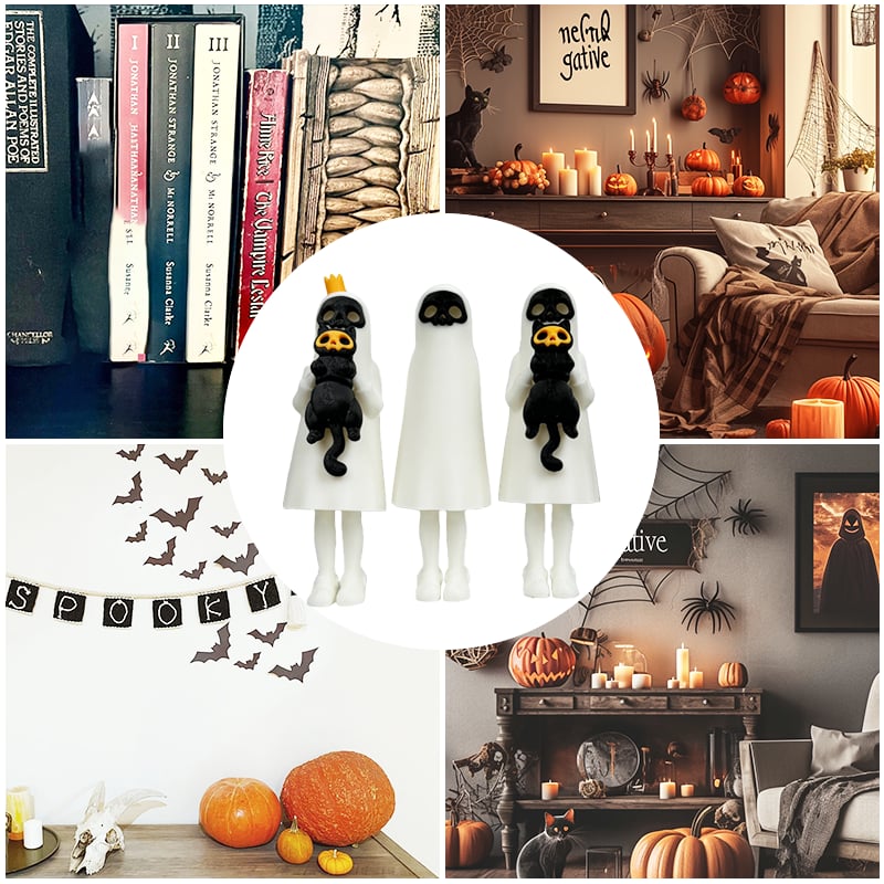 👻3D printed Halloween Ghost and Cat Figurines🐈‍⬛