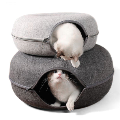 🐱Donut Cat Bed for Cat Tunnel Toys Kitten House Basket Interactive Play