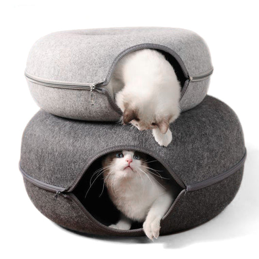 🐱Donut Cat Bed for Cat Tunnel Toys Kitten House Basket Interactive Play