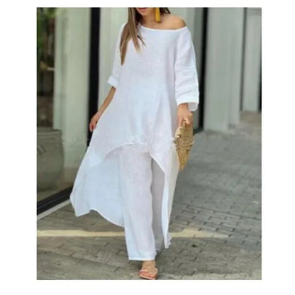 💥Last Day Promotion 49% OFF💥💕Women's Solid Color Cotton Linen Fashionable Casual Suit💃💃