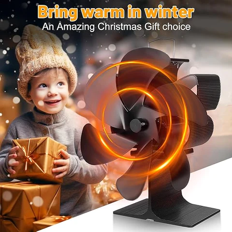 6 Blade Thermal Powered Wood Stove Fan