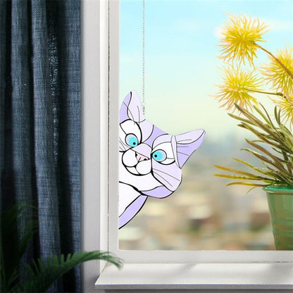 🔥Hot Sale-😻Handmade Stain Cat Suncatcher For Window