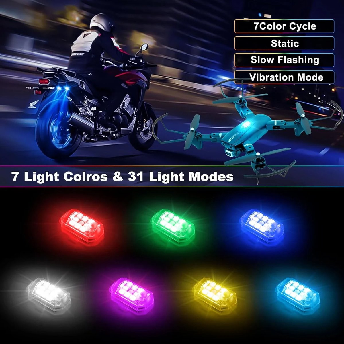 7 Colors Wireless Led Lights with Remote