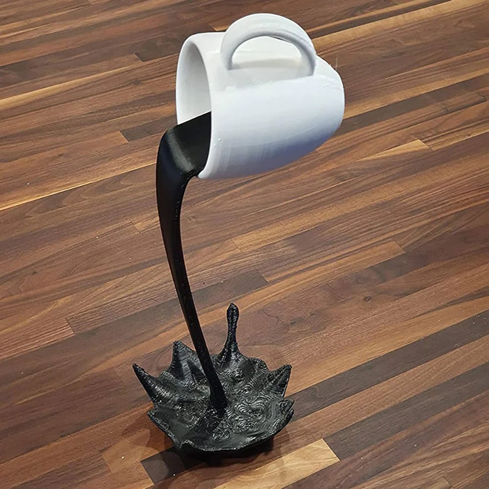 Magic Floating Spilling Coffee Cup Statue