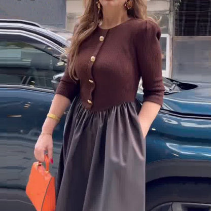 Women's Elegant Color Block Long Dress