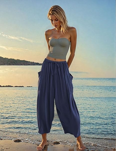 ☀️Women's Linen Wide Leg Pants with Pockets