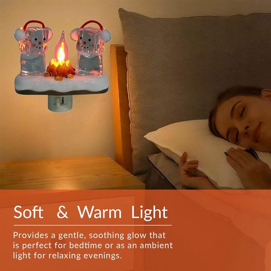 🎁Two Snowmen Campfire Flickering Nightlight.