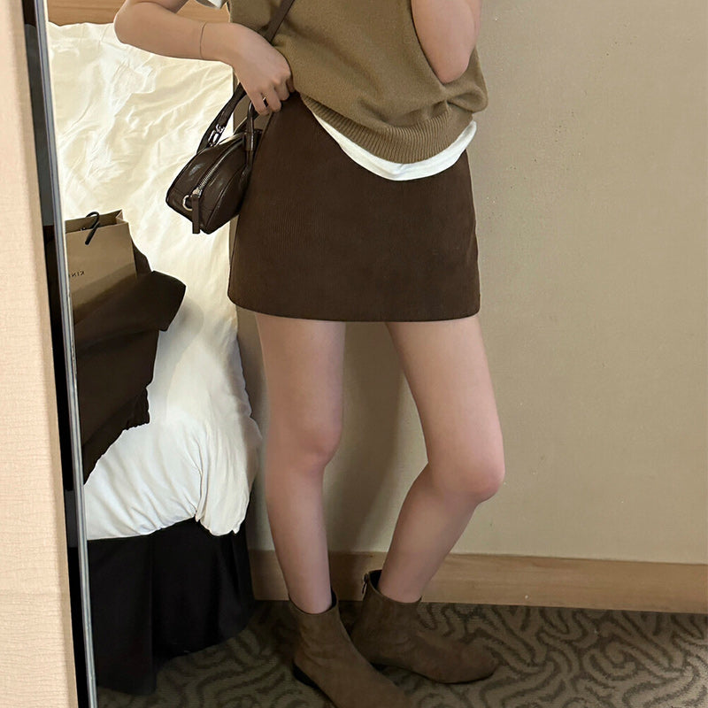 A-line Corduroy Casual Skirt