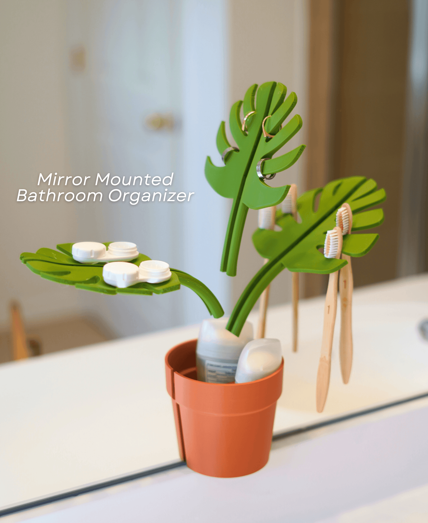 Mirror Monstera - Bathroom Organizer