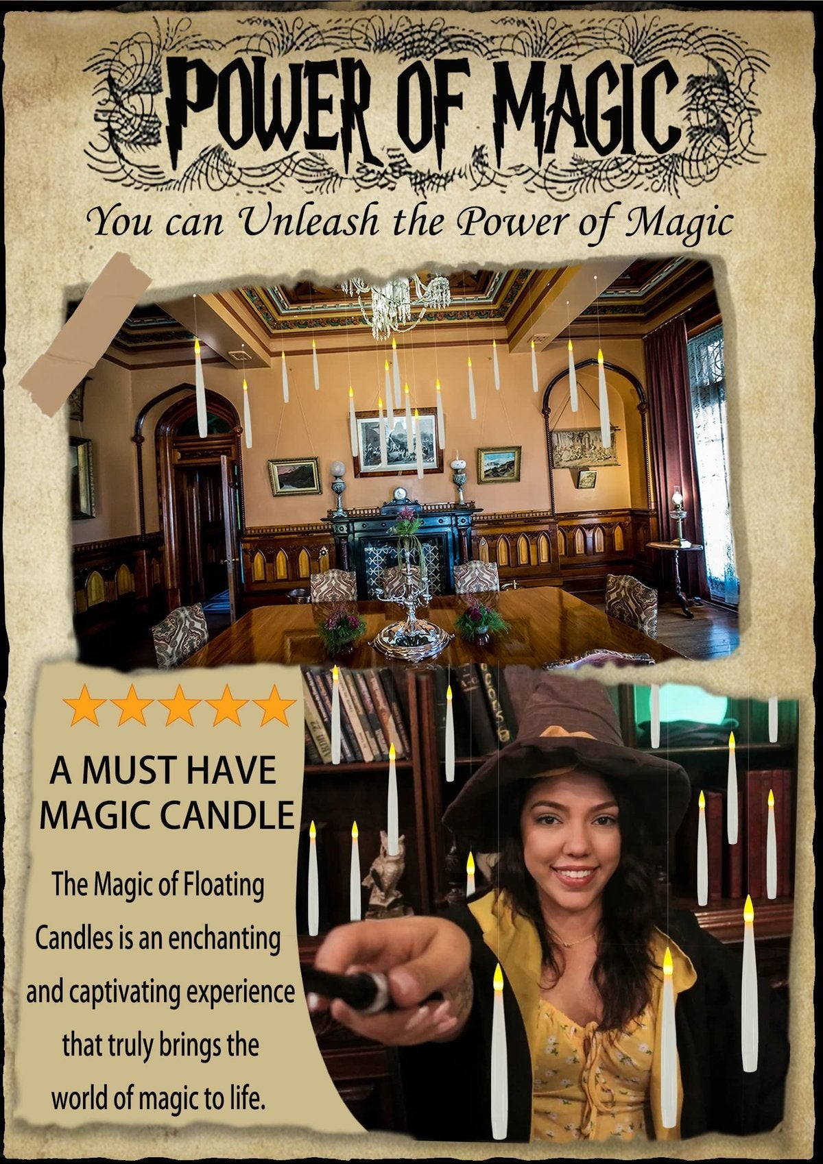 Fantasy Floating Candles with Wand Remote