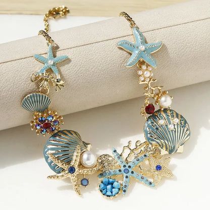 Shell Starfish Pearl Necklace