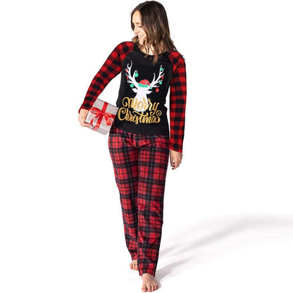 🔥Grid ELK Christmas Family Pajamas-Black&Red
