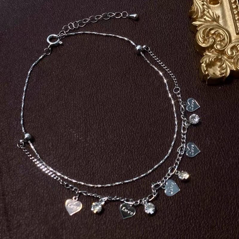 💖Summer Hot Sale🌹Double Layer Heart Anklet