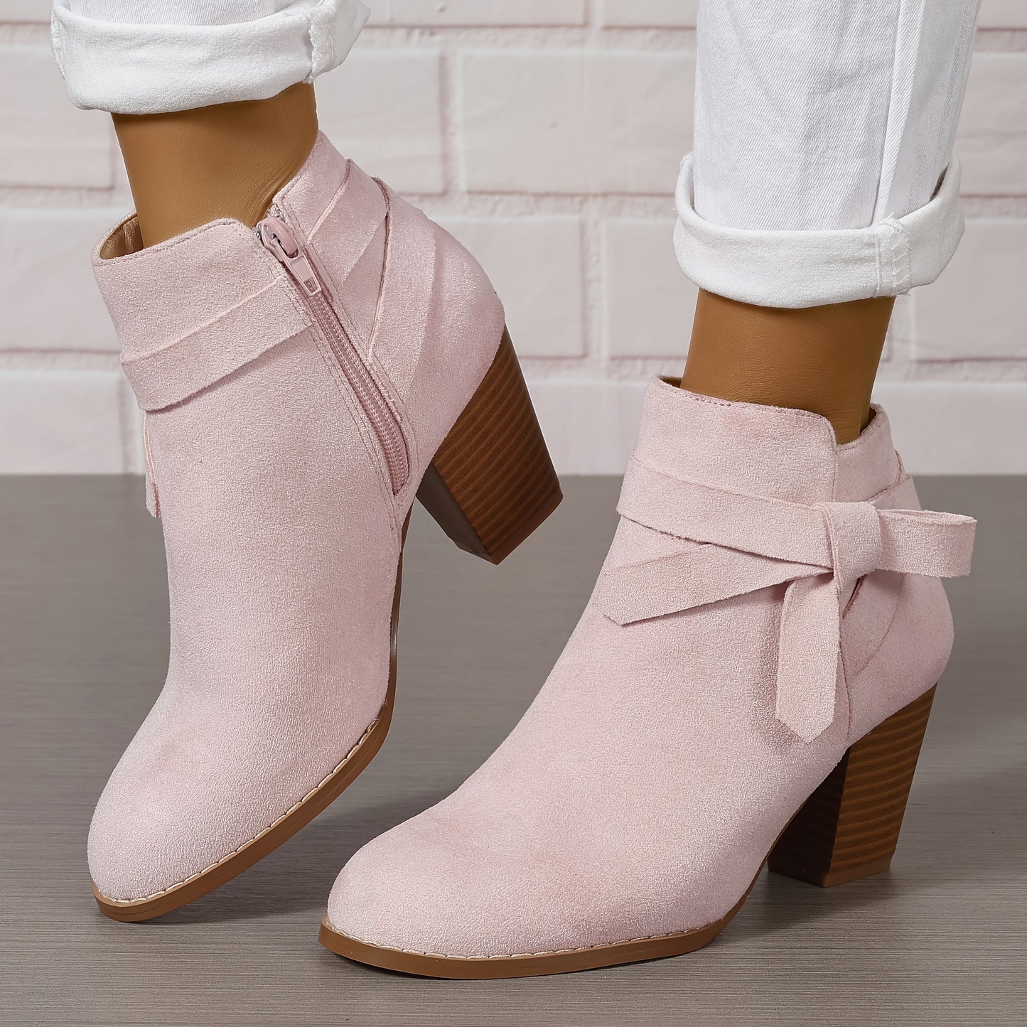 Women's Suede Side Zipper Ankle Boots