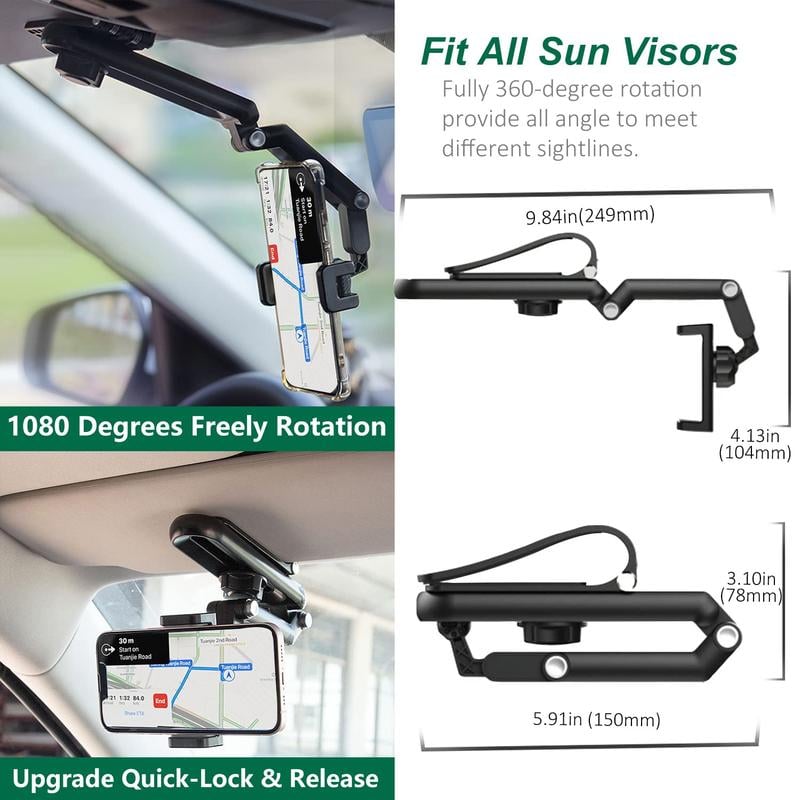 2025 New 1080° Multi-Function Sun Visor Universal 360 Degree Rotating Phone Holder
