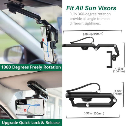 2025 New 1080° Multi-Function Sun Visor Universal 360 Degree Rotating Phone Holder