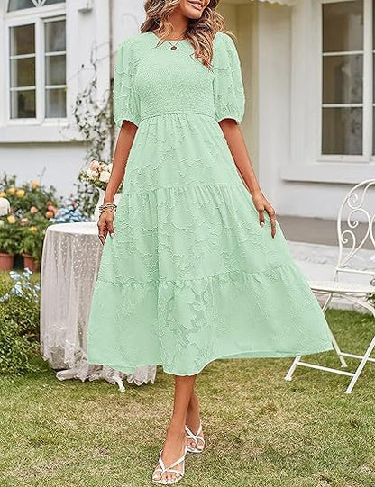 Pleated Sleeve Floral Dress