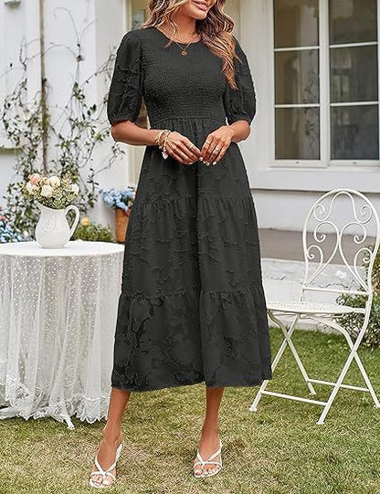 Pleated Sleeve Floral Dress