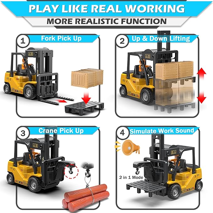 Roll over image to zoom in RC Forklift Truck, 2 in 1 Transform Lift Fork & Hook