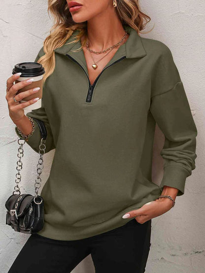 🔥Last Day 60% Promotion OFF-🏆2024 New Womens Zip-Up Dropped Shoulder Sweatshirt