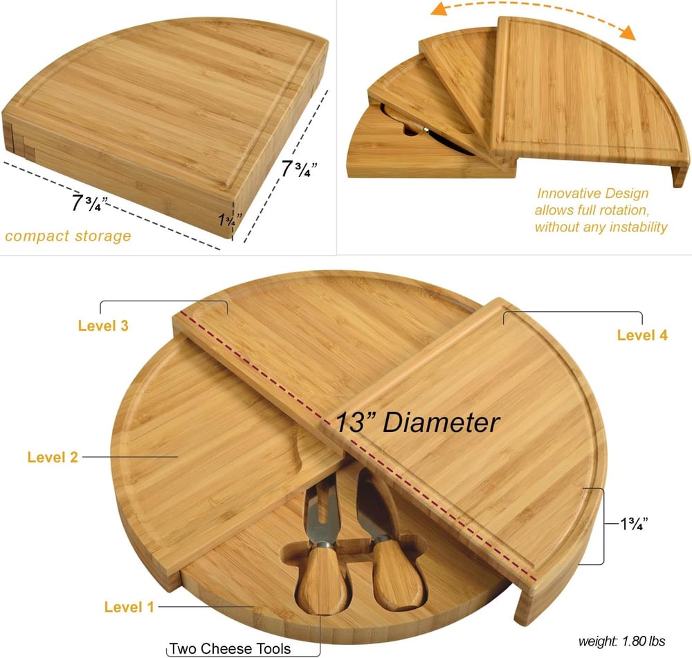🧀LAST DAY 70% OFF - Bamboo Swivel Charcuterie Board🔥