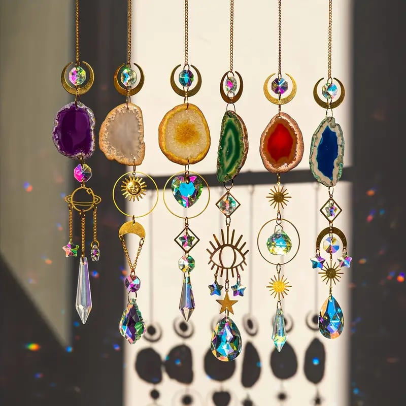 🌈Beautiful Crystal Suncatcher With Prisms Pendants💎