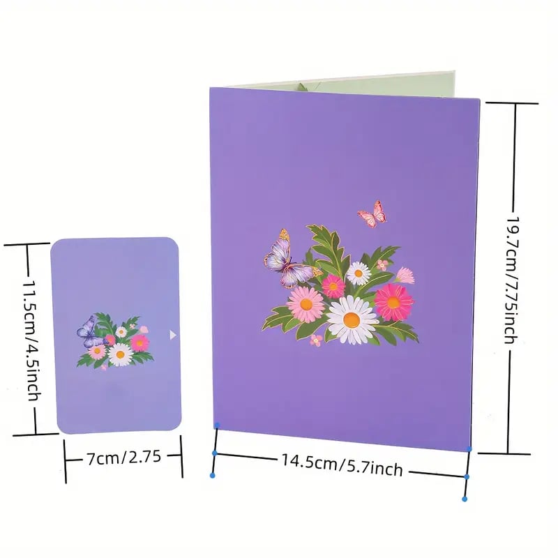 🦋 Vibrant 3D Butterfly & Daisy Pop-Up Greeting Card