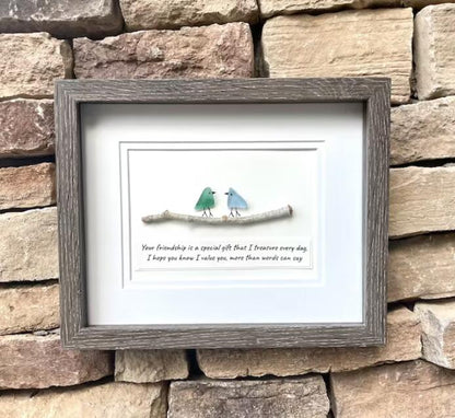Sea Glass Art, Seaglass Birds, Friend Birthday Gift，Handmade