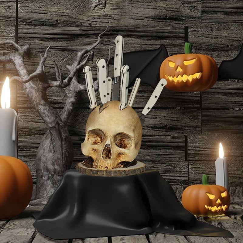 Skull Knife Holder for Kitchen Storage