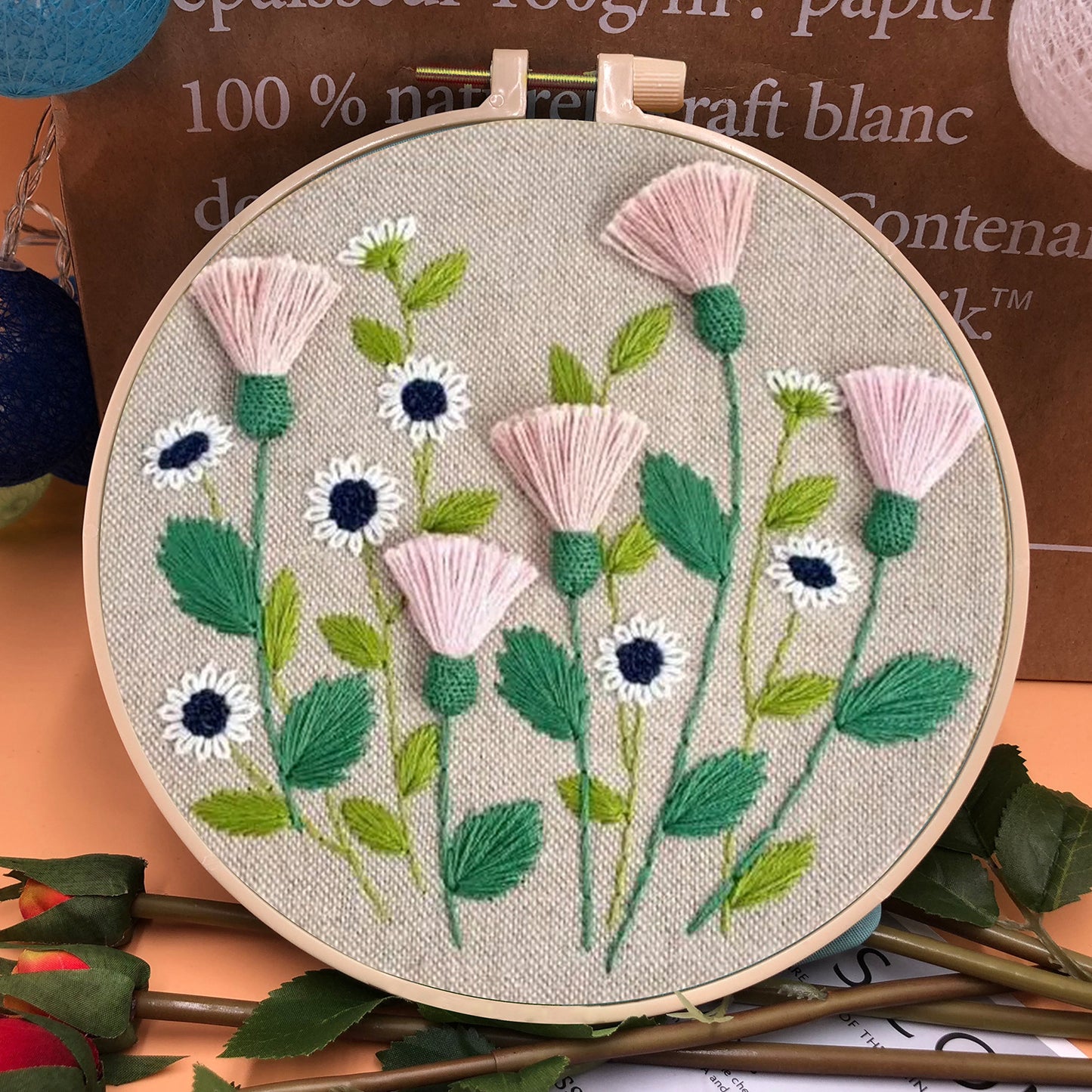 Perfect Gift - Embroidery Hoop Flower Kit for Beginner