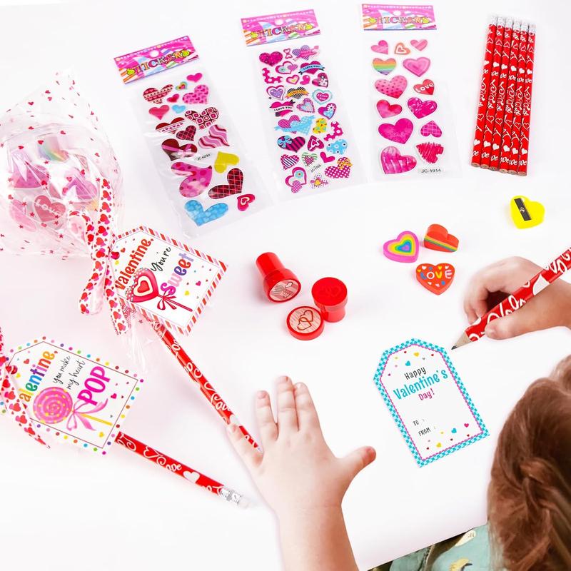 🎉Valentine's Day deals 49% OFF - Valentines Day Gifts for Kids - 24 Pack Giant Lollipop-Shaped Stationery Set🍭