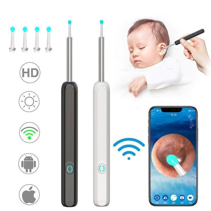🔥Clean Earwax-Wi-Fi Visible Wax Removal Spoon, USB 1296P HD Load Otoscope
