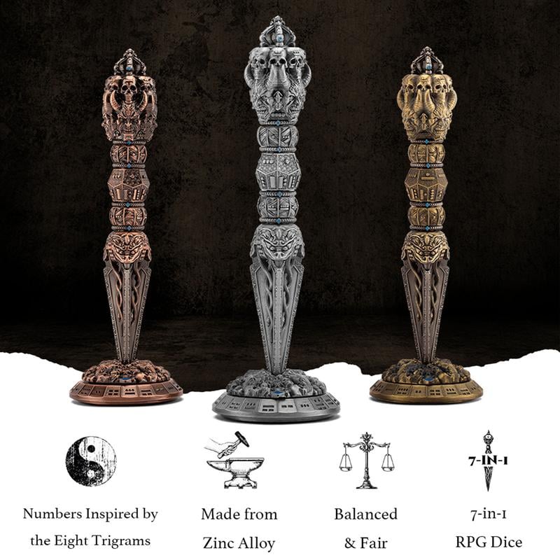 🔥Last Day 49% OFF💀Metal Wand Skull Dice & Bone RPG Dice Set