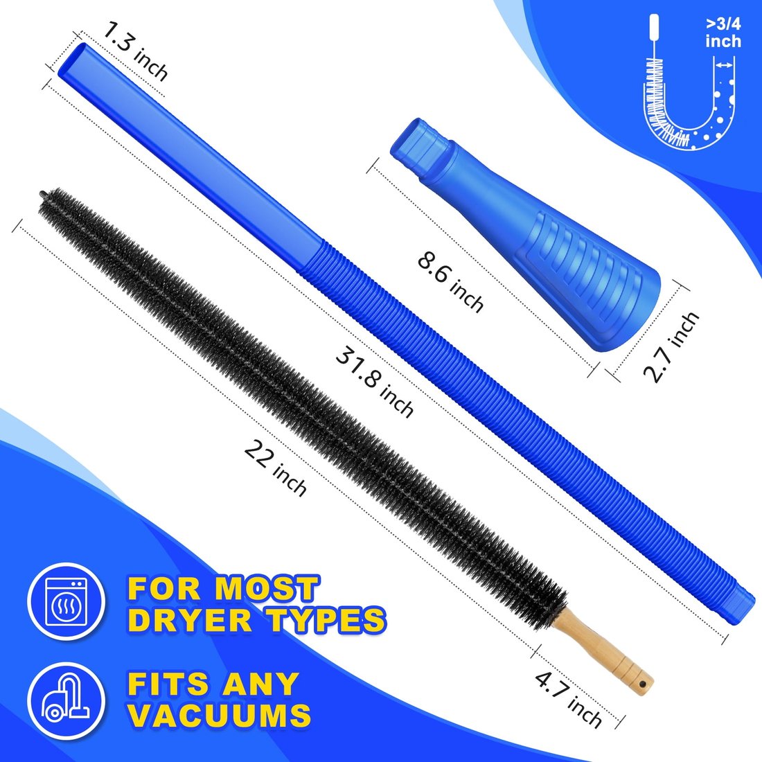 💥LAST DAY SALE 49% OFF-Dryer Vent Cleaner Kit Dryer Lint Vacuum Attachment with Stretch Universal Connector