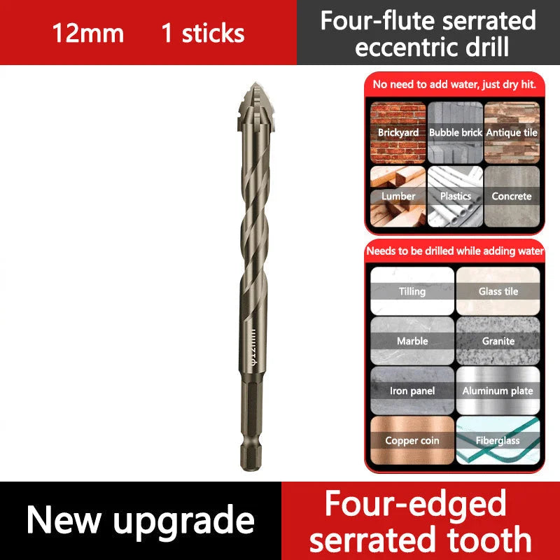 🔥2025 Hot Sale 50% OFF🔥High-Strength 4-Flute Serrated Eccentric Drill Bit Kit