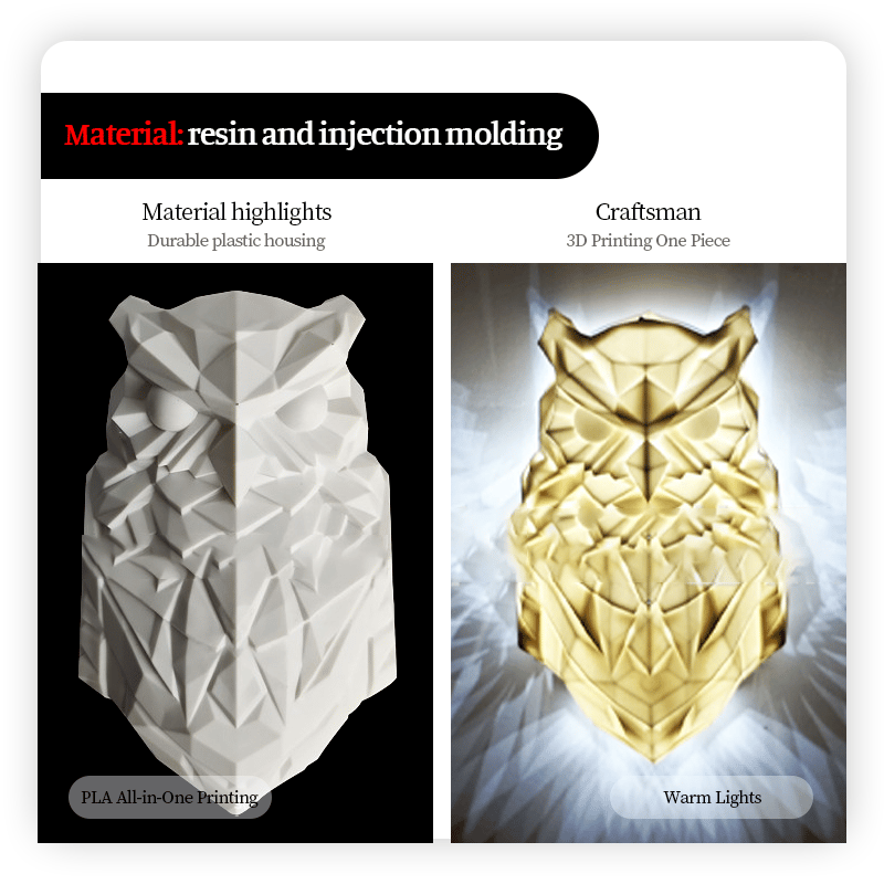 🦉 3D Animal Owl Wall Light 💡