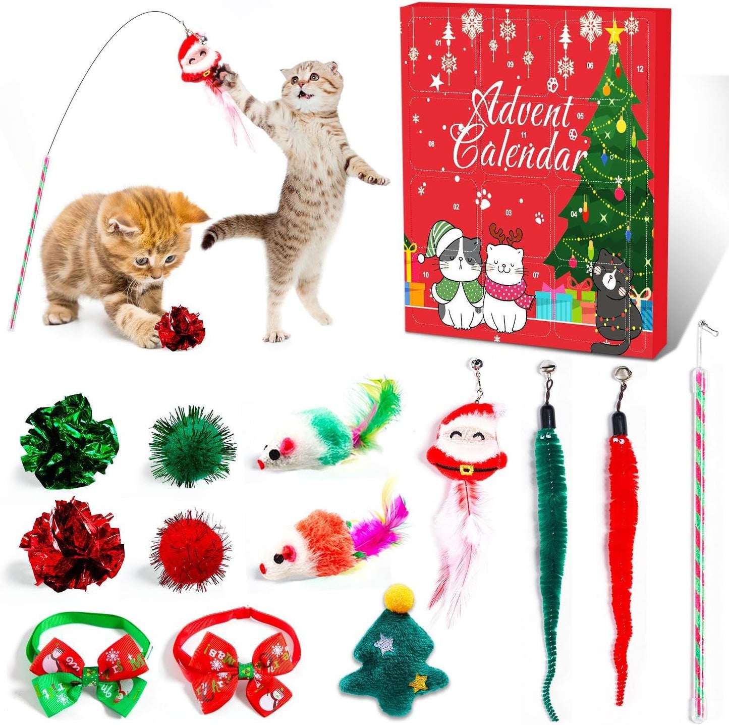 🔥Last 48 hours 57% OFF - 🐱2024 Christmas Countdown Pet Toys Advent Calendar
